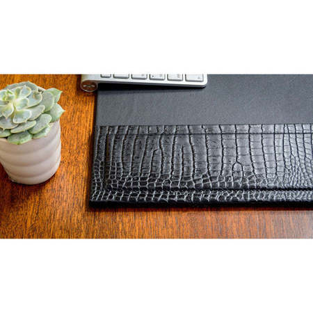 Dacasso Black Crocodile Embossed Leather 25.5" x 17.25" Side-Rail Desk Pad PR-2202